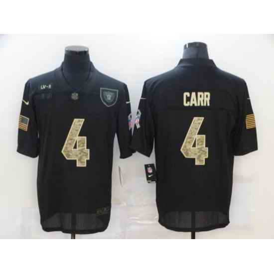Nike Las Vegas Raiders 4 Derek Carr Black Camo 2020 Salute To Service Limited Jersey